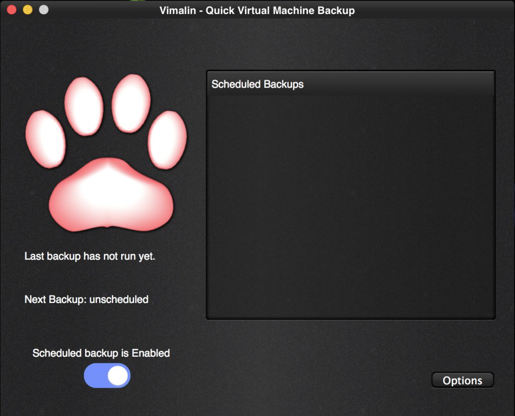 Vimalin 2 new install - opening screen