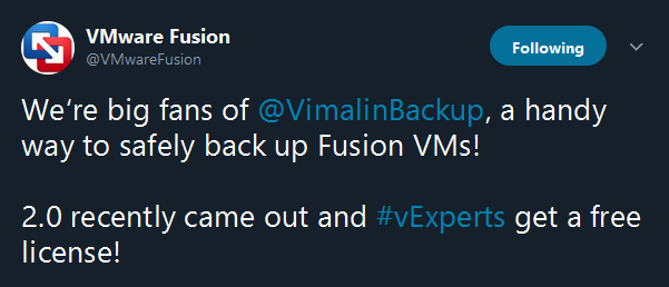 twitter VMware Fusion about Vimalin