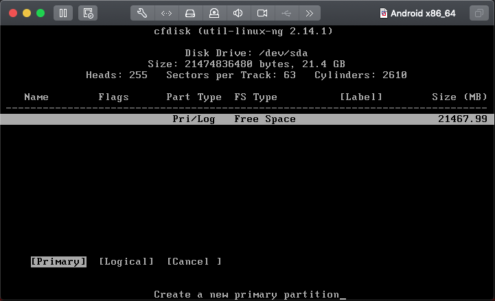 Create Primary Partition